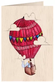 Cozywood Karnet drewniany C6 + koperta �lub balon
