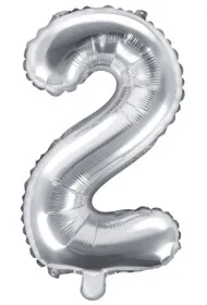 PartyDeco Balon foliowy Cyfra "2", 35cm, srebrny
