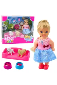 Laleczka z dwoma pieskami LeanToys