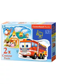 Puzzle 9+15 el. Contour Fire Brigade in Action Castorland