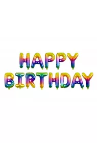 PartyDeco Balon foliowy Happy Birthday t�czowy 340x35cm