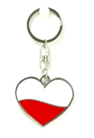 Abino Brelok metalowy serce bia�o-czerwone 5cm