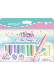 Kredki �wiecowe KEYROAD pastelowe dwustronne plastikowe 12 kolor�w