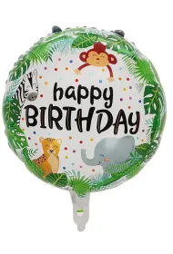 Balon foliowy Happy birthday d�ungla, okr�g�y 45x45cm