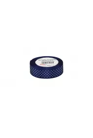 Wst��ka satynowa w kropki granatowa 25mm x 22m