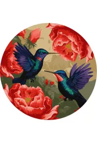 Ideyka Malowanie po numerach okr�g�e - Kolorowe kolibry 39cm