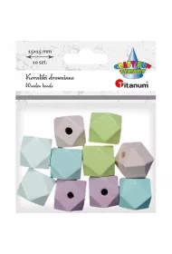 Titanum Koraliki drewniane kostki �ci�te pastel 10 szt.