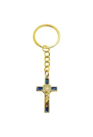 Brelok krzy� benedykta niebieski/z�oty