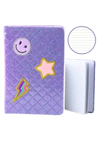 LeanToys Notatnik B6 brokat naszywki fiolet linia 80 kartek