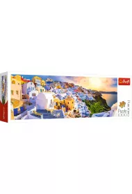 Puzzle panoramiczne 1000 el. Zachd soca na Santorini Trefl