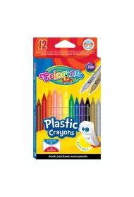 Patio Kredki �wiecowe okr�g�e plastikowe wymazywalne Colorino Kids z gumk� 12 szt.