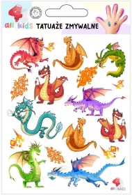 Tatuae zmywalne dla dzieci Smoki All4Kids