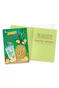 Kukartka Karnet Urodziny metalizowane - ananas DK-1133