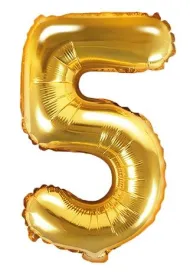 PartyDeco Balon foliowy Cyfra "5", 35cm, z�oty