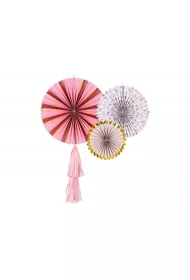 PartyDeco Rozety dekoracyjne kwiaty 26-43 cm 3 szt.
