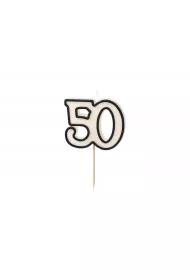 PartyDeco �wieczka urodzinowa 50 bia�o-czarny 5.5cm
