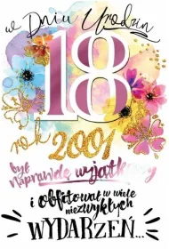 Kukartka Karnet Urodziny 18 (cyfry, osiemnastka) PR-145