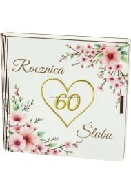 Pude�ko drewniane z ksi��eczk� 60 rocznica �lubu (15x15x2cm)