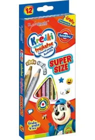 St. Majewski Kredki tr�jk�tne Super Size + temper�wka 12 szt.