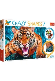 Puzzle 600 el. Crazy Shapes. Oko w oko z tygrysem Trefl