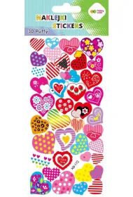 Happy Color Naklejki 3D PUFFY-Colorful Hearts 9.5x22 cm