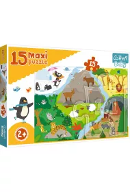 Puzzle maxi 15 el. Zwierz�tka i ich domki Trefl
