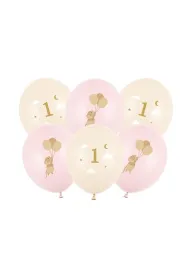 PartyDeco Balony 30 Myszki z cyferk� 1 PalePink A6 44289
