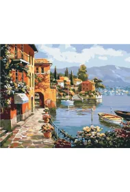Brushme Malowanie po numerach - Przytulne Miasto Nadmorskie 40x50cm