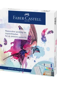 Faber-Castell Zestaw do malowania akwarelamii: 12 kol.farb  + 4 p�dzelki + szablon + paletka