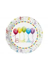 Godan Talerzyki papierowe Happy Birthday 23cm 8 szt.