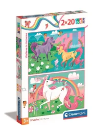 Puzzle 2x20 el. SuperColor. Jednoro�ce Clementoni