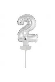 Amscan Balon foliowy mini cyfra 2 srebrna 8x12cm