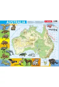 Puzzle ramkowe 72 el. Australia mapa fizyczna Demart