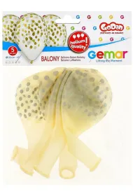 Godan Balony Premium Hel "Konfetti z�ote" transparentne 13" 5 szt.