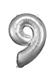 Amscan Balon foliowy cyfra 9 srebrna 60x86cm