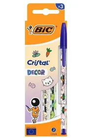 D�ugopis Cristal Kawaii 1mm niebieski 3 szt BIC