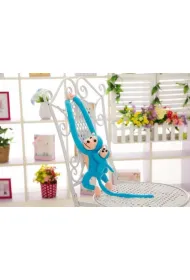 Maskotka ma�pka z dzieckiem niebieska 70cm LeanToys