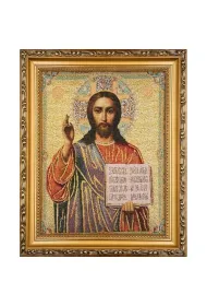 Obraz Haftowany Jezus Pantokrator 27,5x22cm