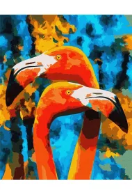 Ideyka Malowanie po numerach - Pomara�czowe flamingi 40x50cm