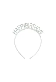 PartyDeco Opaska Happy Birthday 14x15,5 cm srebrna