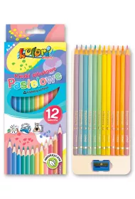 Penmate Kolori Premium Kredki o��wkowe pastelowe tr�jk�tne + temper�wka 12 szt.