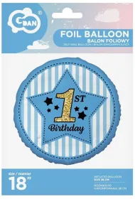 Godan Balon foliowy 1st Birthday niebieski 45cm