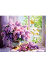 Mozaika diamentowa 5D - Bukiet Lilak�w 40x30cm