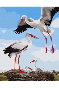Ideyka Malowanie po numerach - Rodzina bocian�w 40x50cm