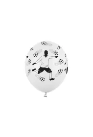 PartyDeco Balony 30cm, Pi�karz i pi�ki, Pastel White  1 op. / 6 szt.