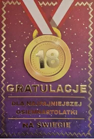 Yeku Karnet Urodziny 18 medal damskie