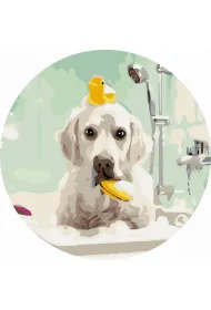 Twoje Hobby Malowanie po numerach okr�g�e - Pies w �azience 40cm
