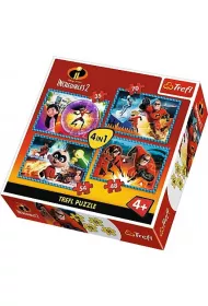 Puzzle 4w1 Niesamowita rodzinka Incredibles Trefl
