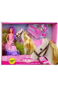 Lalka ksi�niczka z bia�ym kucykiem + akcesoria LeanToys