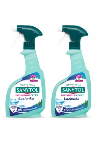 Sanytol Spray do azienki o zapachu eukaliptusa czyci usuwa kamie i dezynfekuje Zestaw 2 x 500 ml